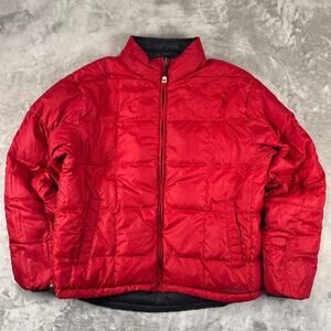 Vintage Ll Bean Mens Regular M Black Red Reversible Goose Down Jacket Puffer